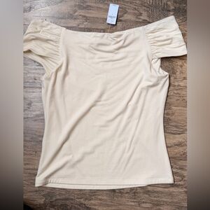 Banana Republic Factory Off-Shoulder Cream Women's Top
